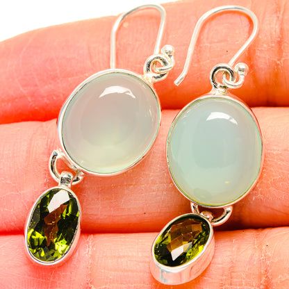 Aqua Chalcedony Earrings handcrafted by Ana Silver Co - EARR424085
