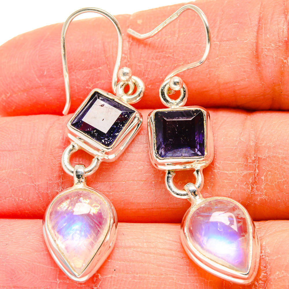 Rainbow Moonstone Earrings handcrafted by Ana Silver Co - EARR424092