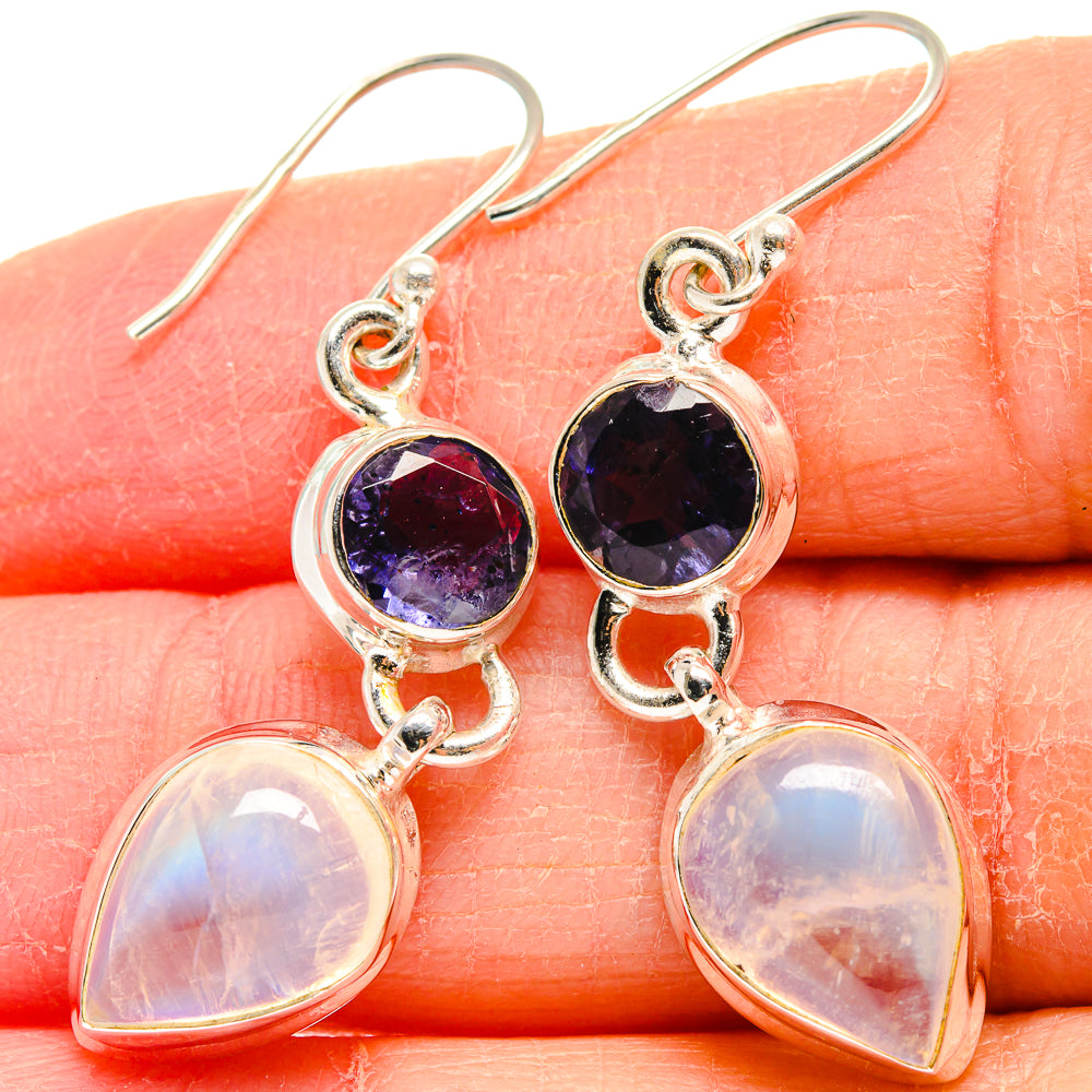 Rainbow Moonstone Earrings handcrafted by Ana Silver Co - EARR424096
