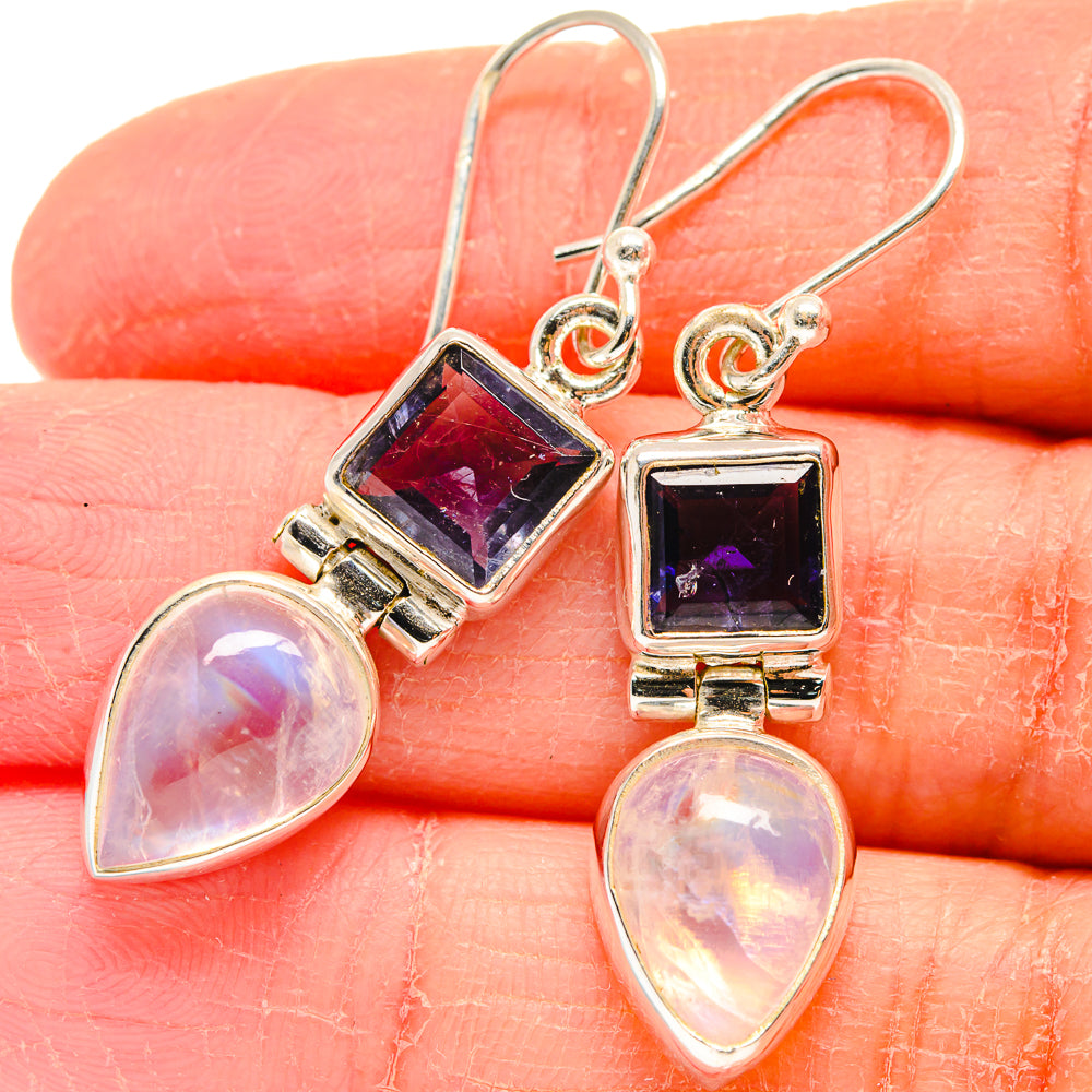 Rainbow Moonstone Earrings handcrafted by Ana Silver Co - EARR424098