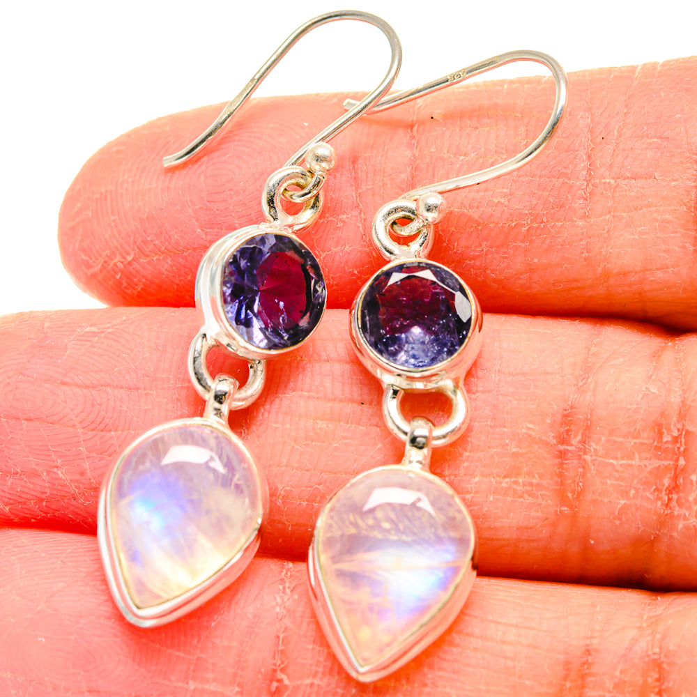 Rainbow Moonstone Earrings handcrafted by Ana Silver Co - EARR424106