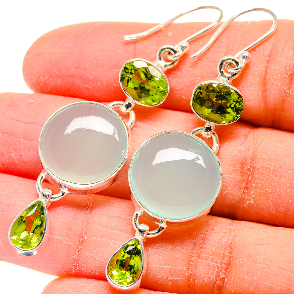 Aqua Chalcedony Earrings handcrafted by Ana Silver Co - EARR424107