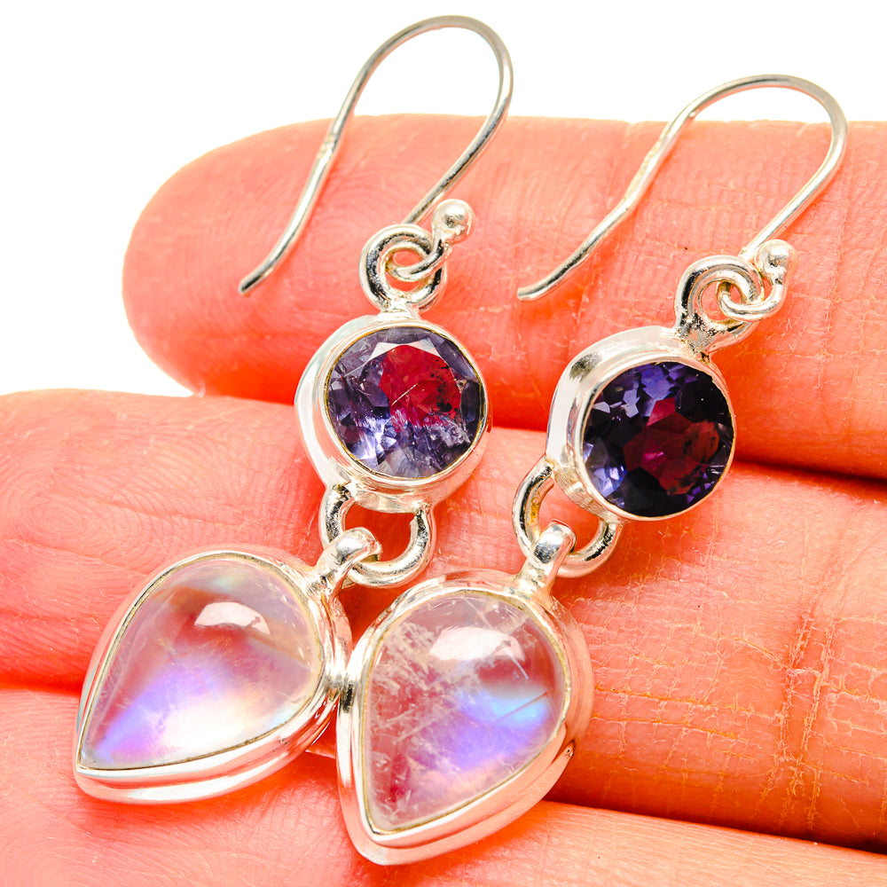 Rainbow Moonstone Earrings handcrafted by Ana Silver Co - EARR424123