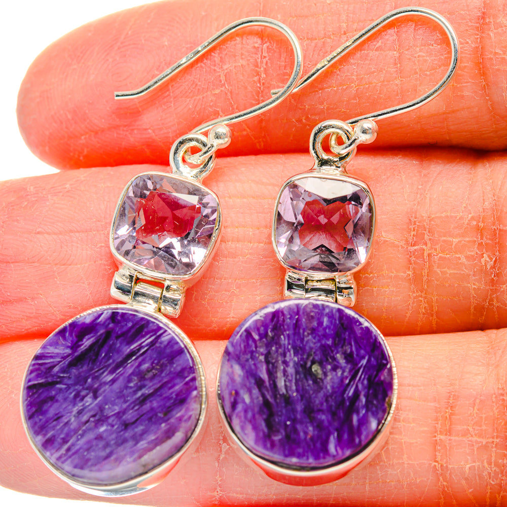 Charoite Earrings handcrafted by Ana Silver Co - EARR424131