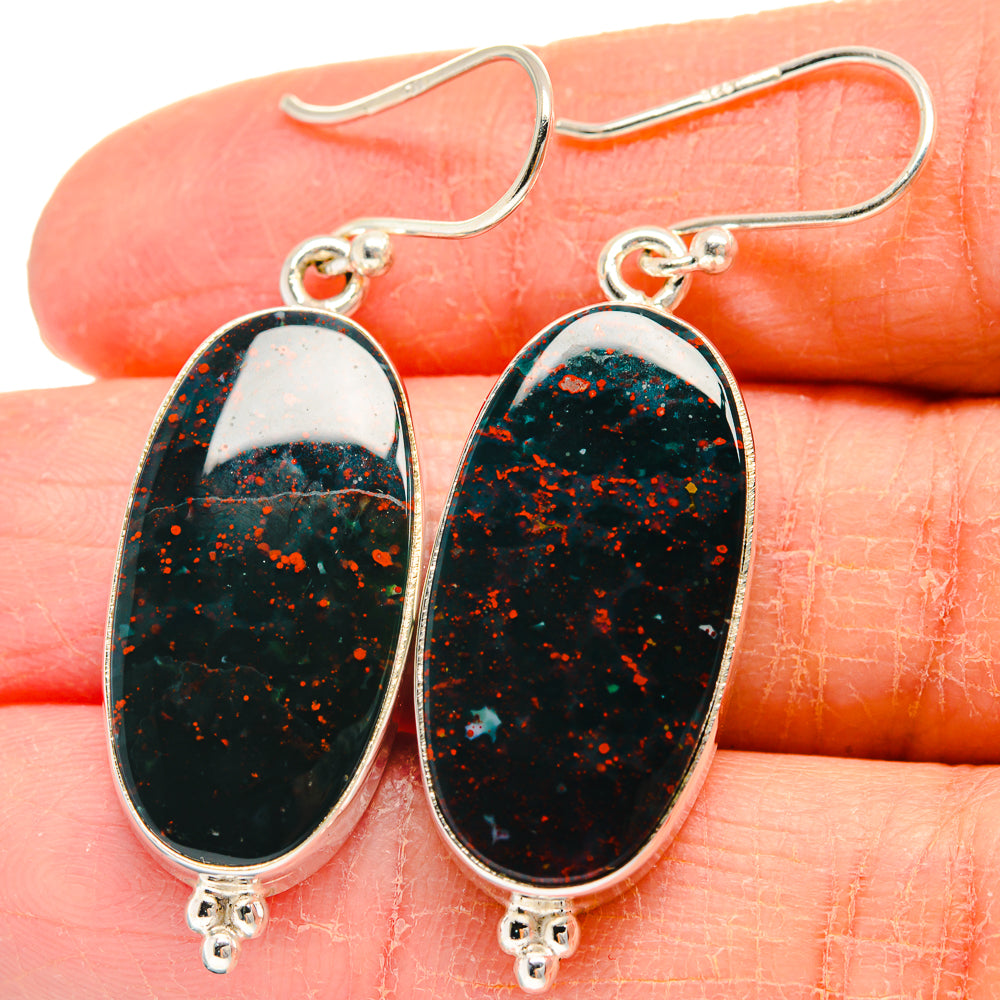 Bloodstone Earrings handcrafted by Ana Silver Co - EARR424132