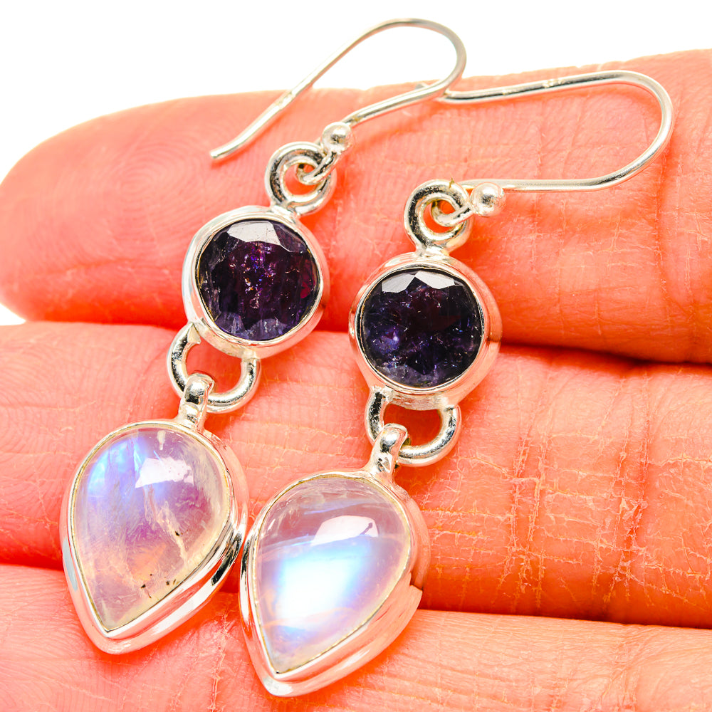 Rainbow Moonstone Earrings handcrafted by Ana Silver Co - EARR424147