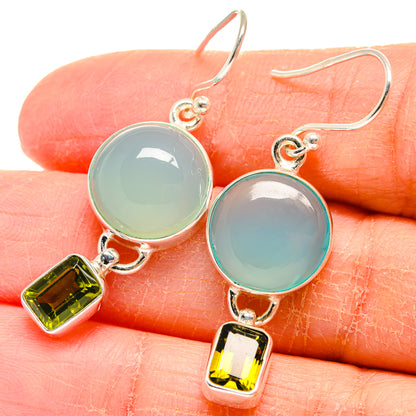 Aqua Chalcedony Earrings handcrafted by Ana Silver Co - EARR424161