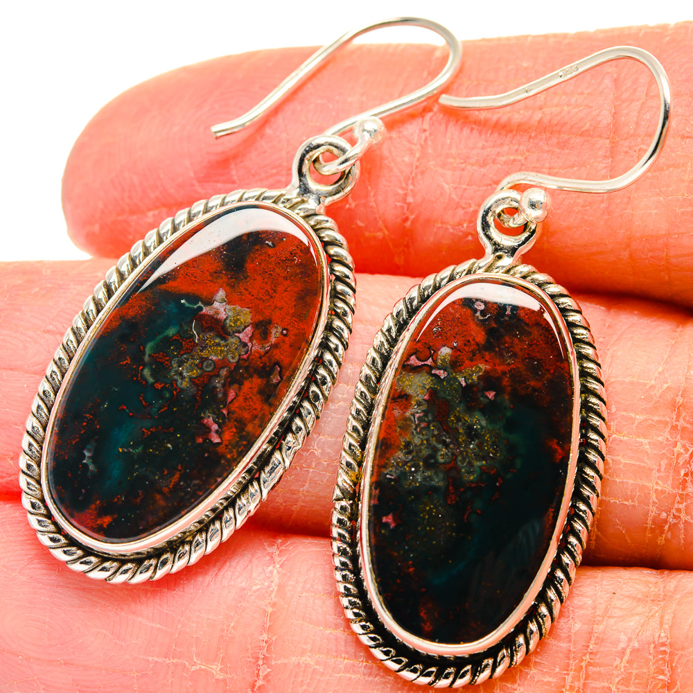 Bloodstone Earrings handcrafted by Ana Silver Co - EARR424163