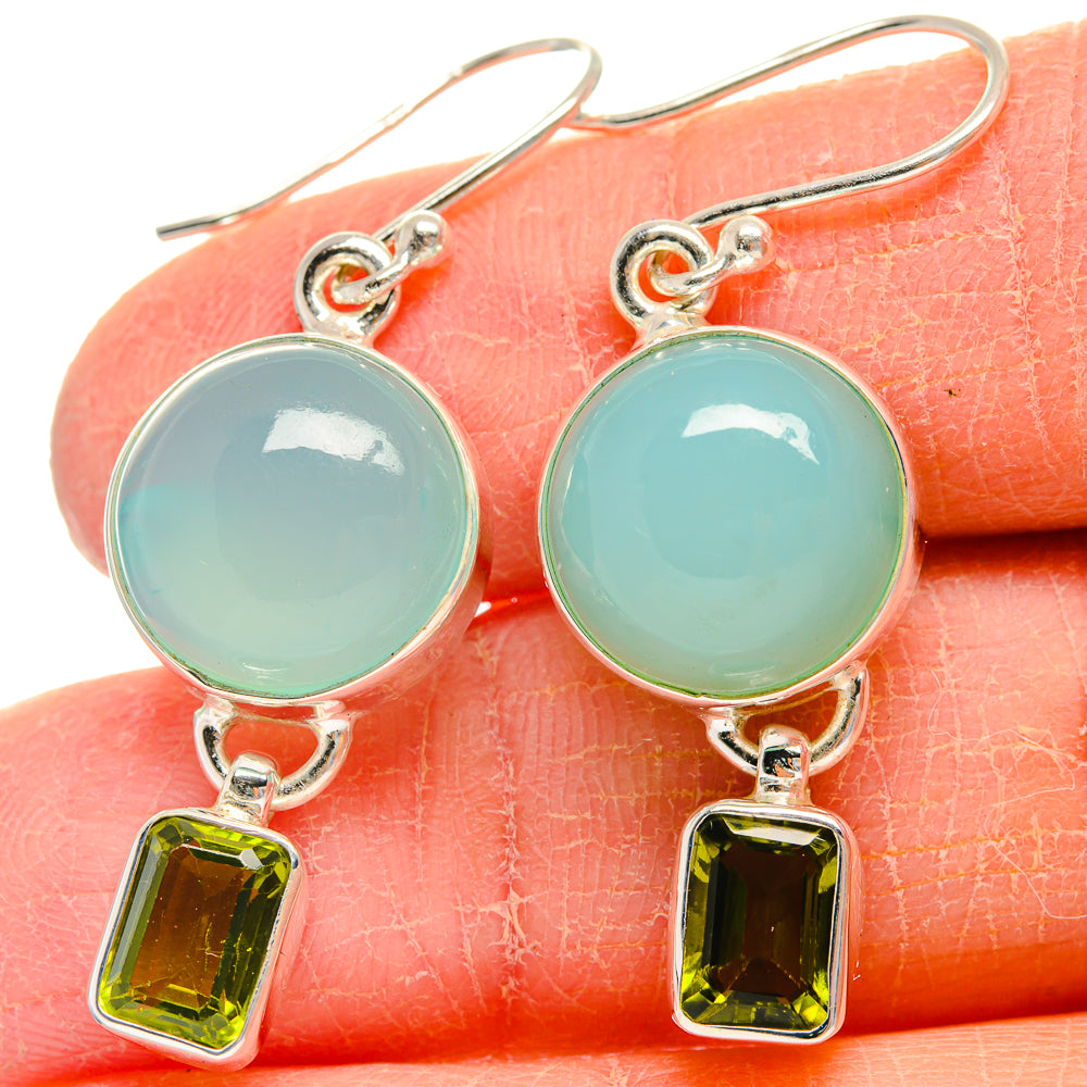Aqua Chalcedony Earrings handcrafted by Ana Silver Co - EARR424183