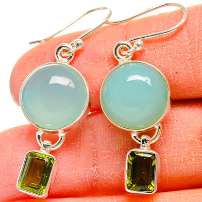 Aqua Chalcedony Earrings handcrafted by Ana Silver Co - EARR424183