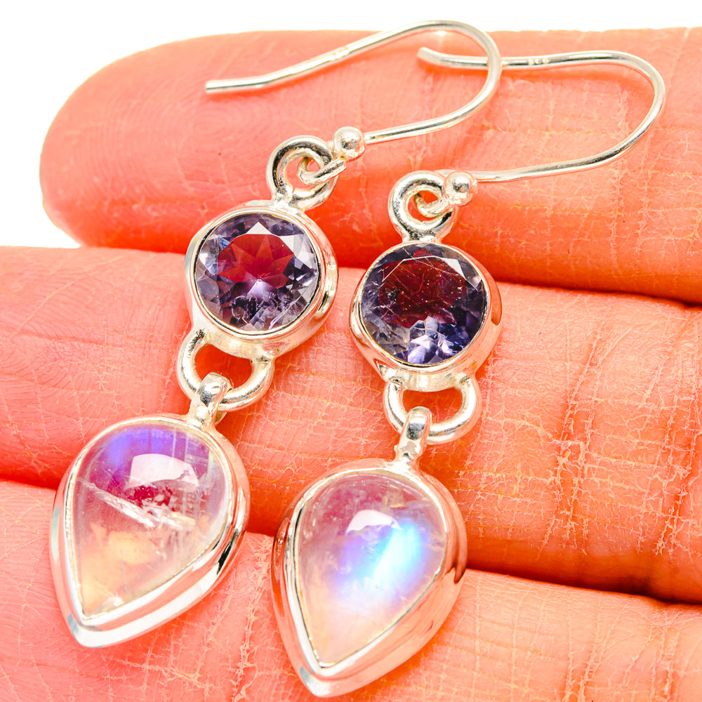 Rainbow Moonstone Earrings handcrafted by Ana Silver Co - EARR424185