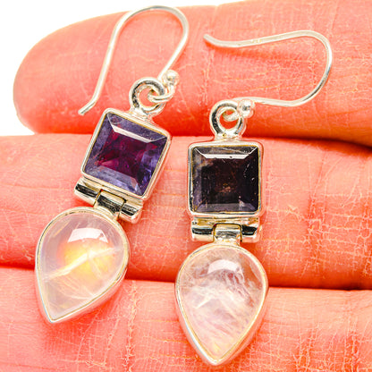 Rainbow Moonstone Earrings handcrafted by Ana Silver Co - EARR424194