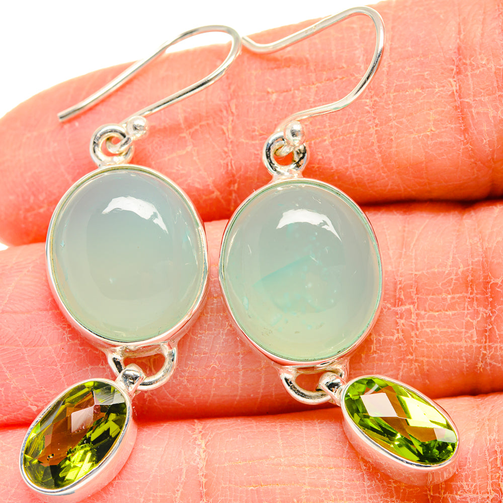 Aqua Chalcedony Earrings handcrafted by Ana Silver Co - EARR424202