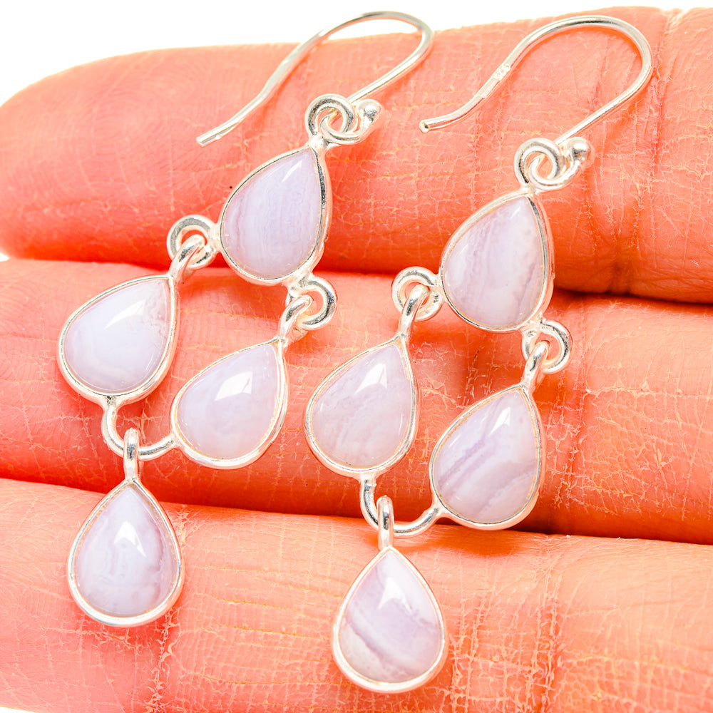 Blue Lace Agate Earrings handcrafted by Ana Silver Co - EARR424209
