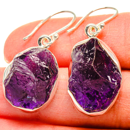 Teardrop amethyst gemstone earrings with 925 sterling silver hook and bezel settings