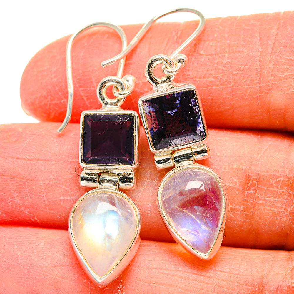 Rainbow Moonstone Earrings handcrafted by Ana Silver Co - EARR424229