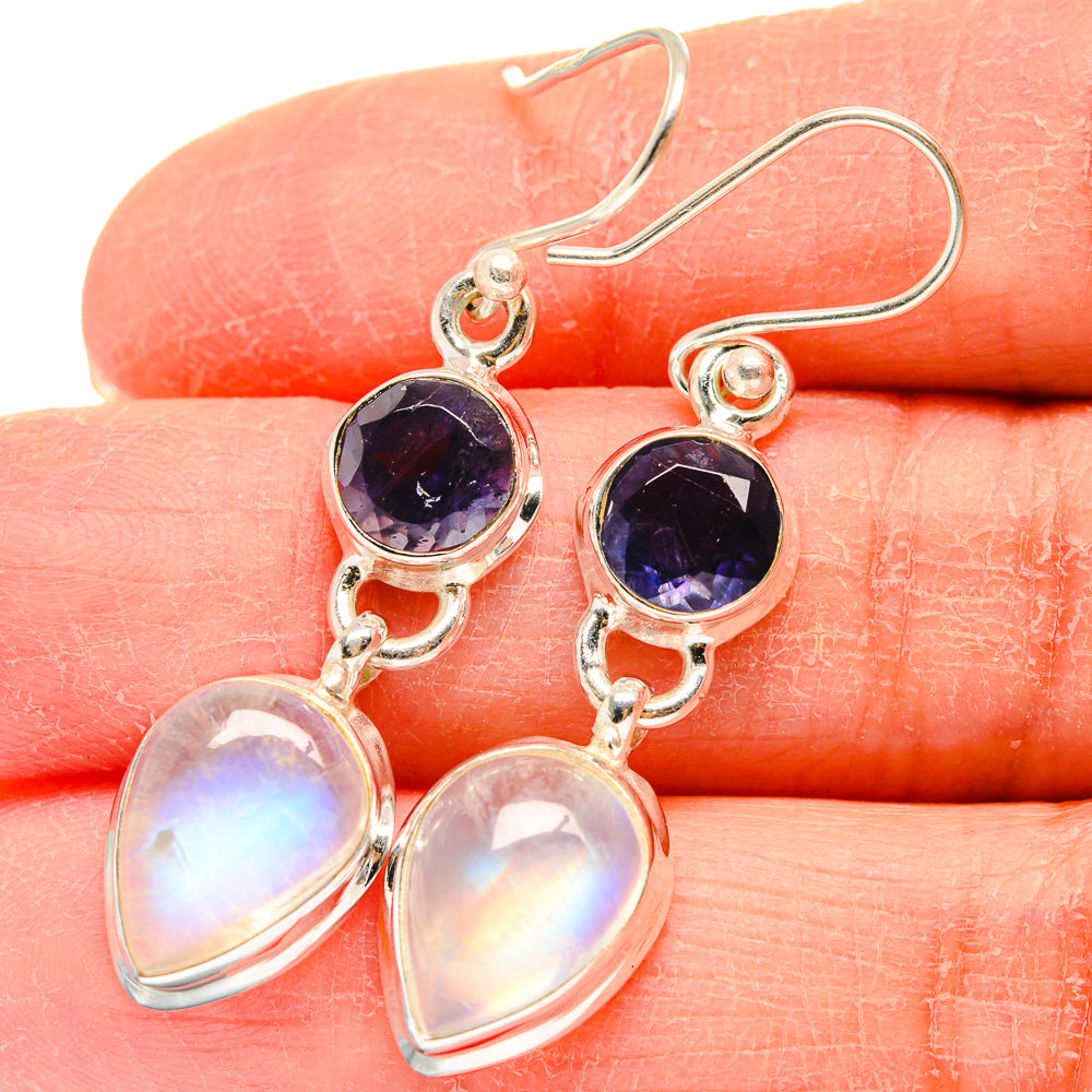 Rainbow Moonstone Earrings handcrafted by Ana Silver Co - EARR424237