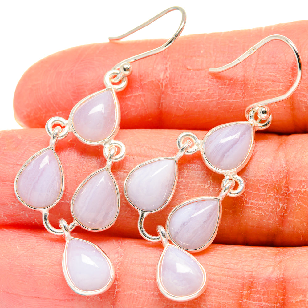 Blue Lace Agate Earrings handcrafted by Ana Silver Co - EARR424247