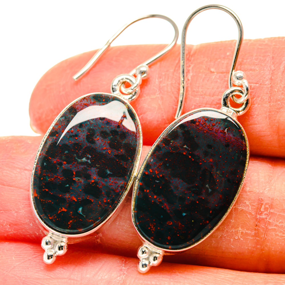 Bloodstone Earrings handcrafted by Ana Silver Co - EARR424256
