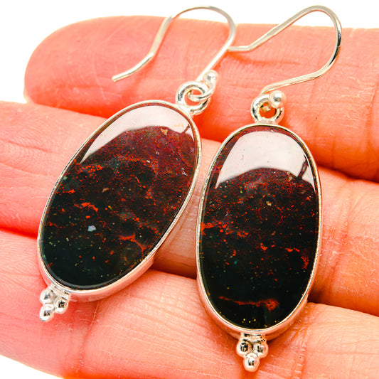 Bloodstone Earrings handcrafted by Ana Silver Co - EARR424284