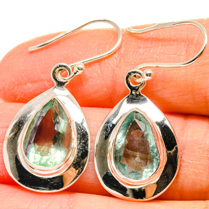 925 sterling silver teardrop earrings with green-blue gemstone drops