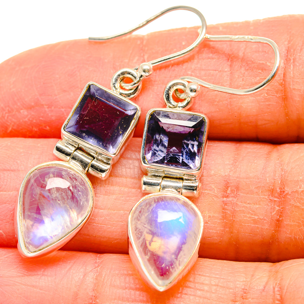 Rainbow Moonstone Earrings handcrafted by Ana Silver Co - EARR424355