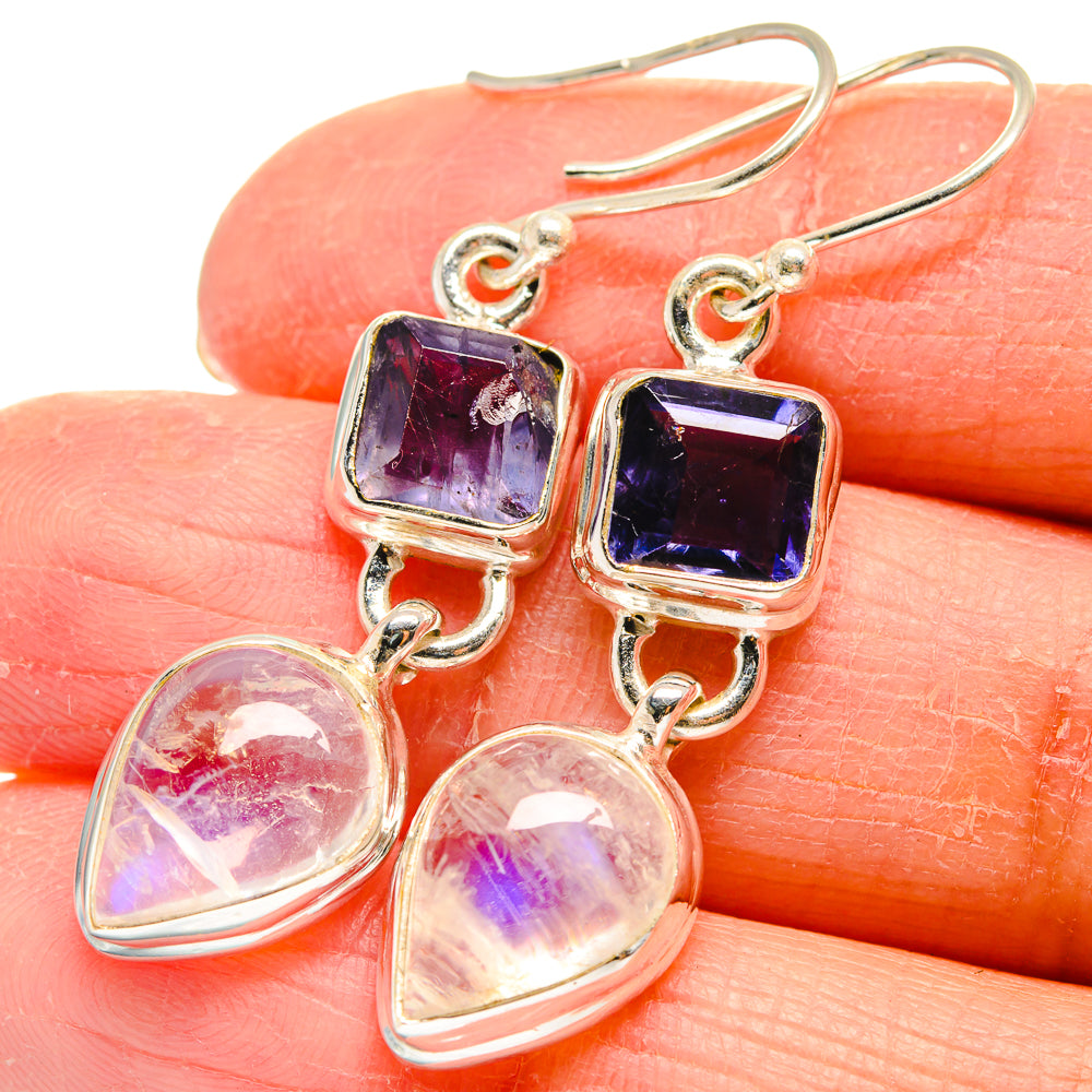 Rainbow Moonstone Earrings handcrafted by Ana Silver Co - EARR424364