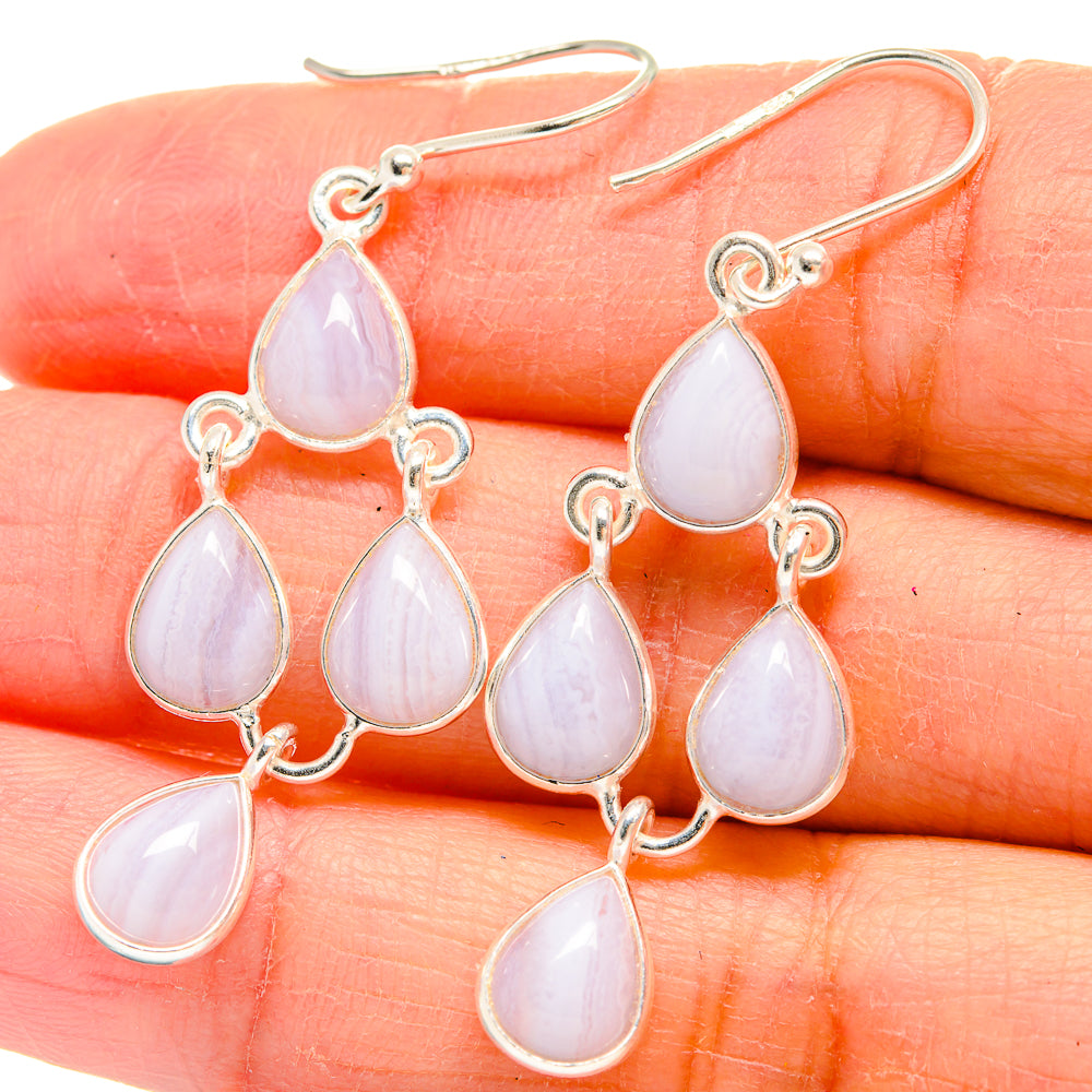 Blue Lace Agate Earrings handcrafted by Ana Silver Co - EARR424372