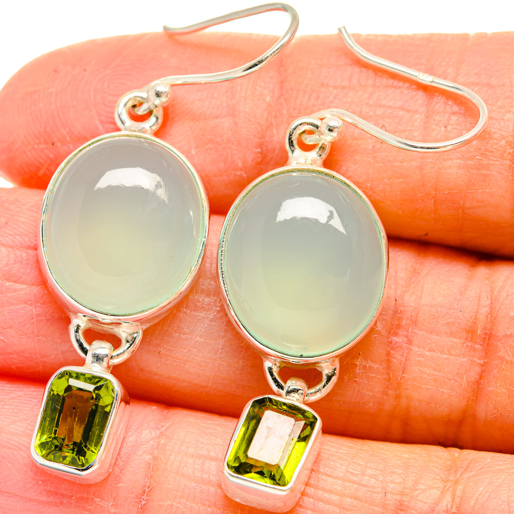 Aqua Chalcedony Earrings handcrafted by Ana Silver Co - EARR424377