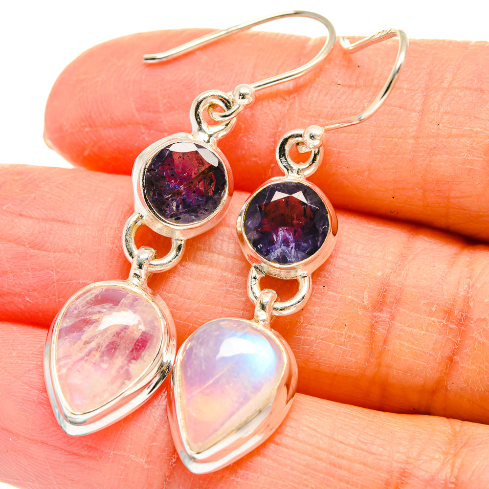 Rainbow Moonstone Earrings handcrafted by Ana Silver Co - EARR424394