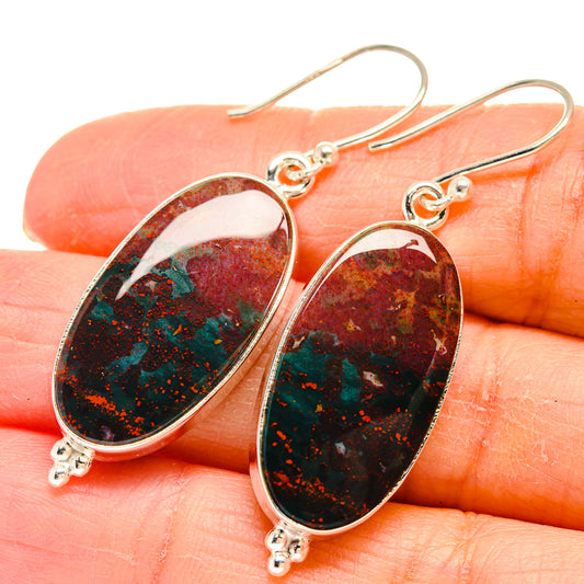 Bloodstone Earrings handcrafted by Ana Silver Co - EARR424401