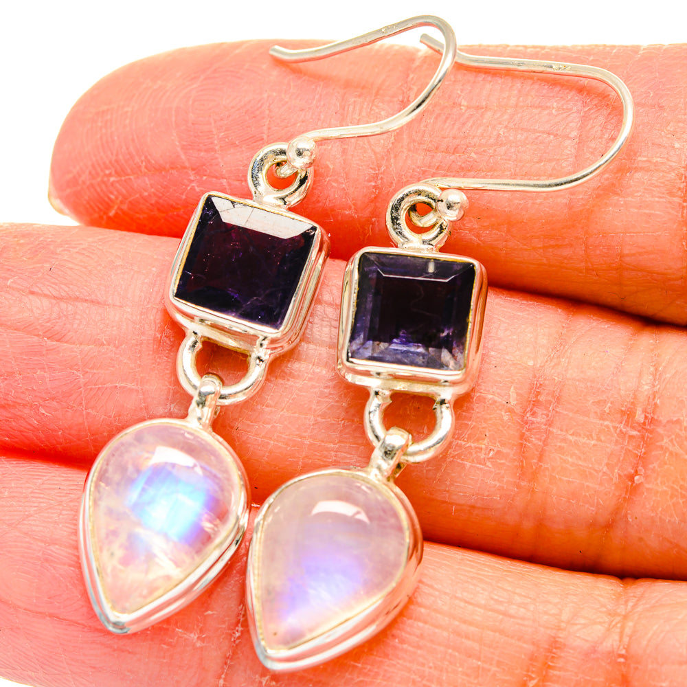 Rainbow Moonstone Earrings handcrafted by Ana Silver Co - EARR424407