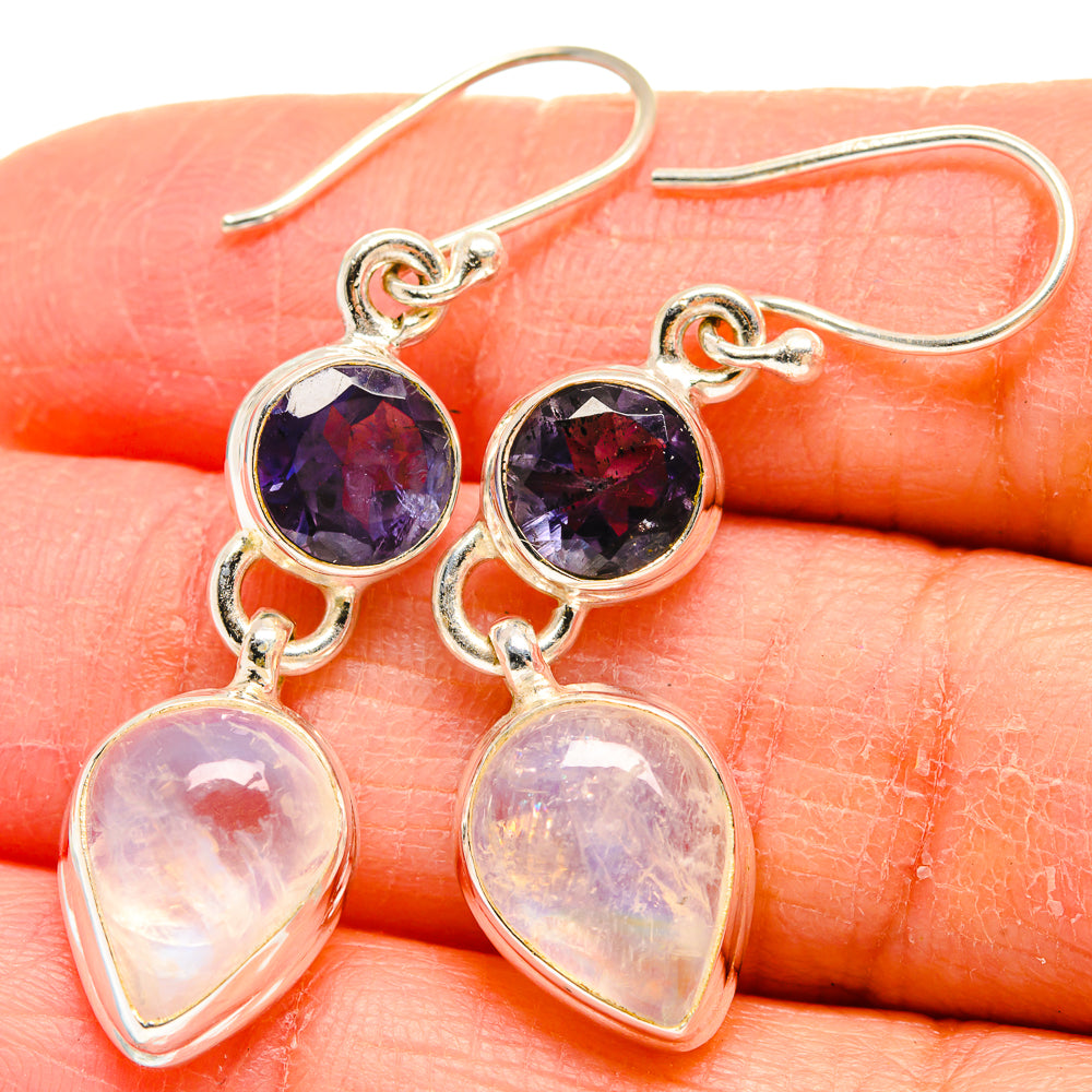 Rainbow Moonstone Earrings handcrafted by Ana Silver Co - EARR424408