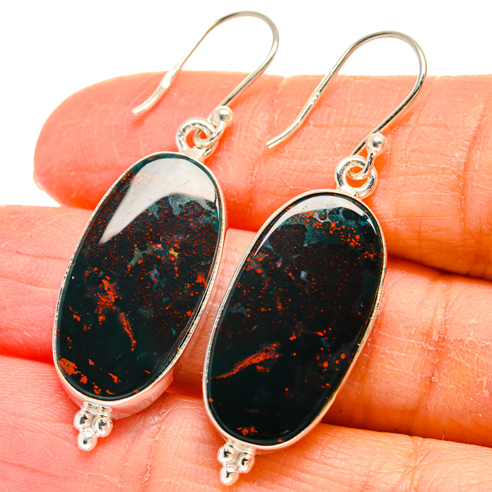 Bloodstone Earrings handcrafted by Ana Silver Co - EARR424412