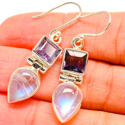 Rainbow Moonstone Earrings handcrafted by Ana Silver Co - EARR424417
