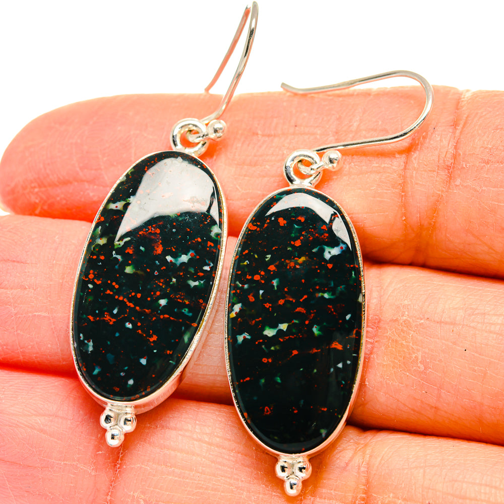 Bloodstone Earrings handcrafted by Ana Silver Co - EARR424429