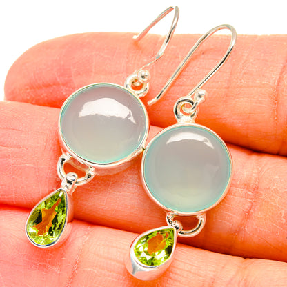 Aqua Chalcedony Earrings handcrafted by Ana Silver Co - EARR424438