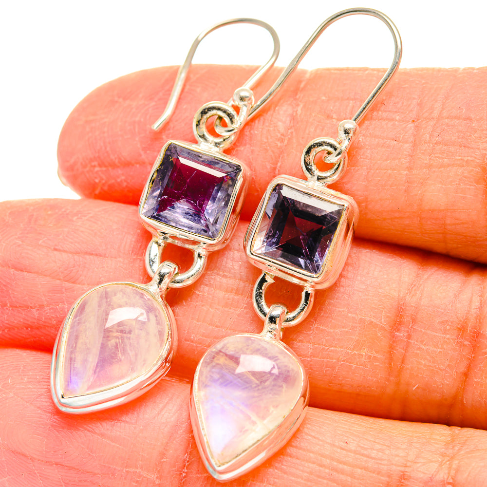 Rainbow Moonstone Earrings handcrafted by Ana Silver Co - EARR424451