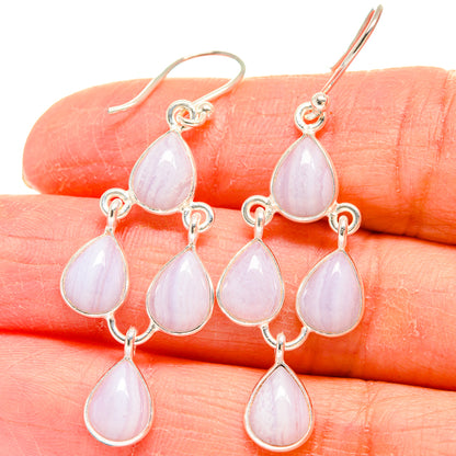 Blue Lace Agate Earrings handcrafted by Ana Silver Co - EARR424455