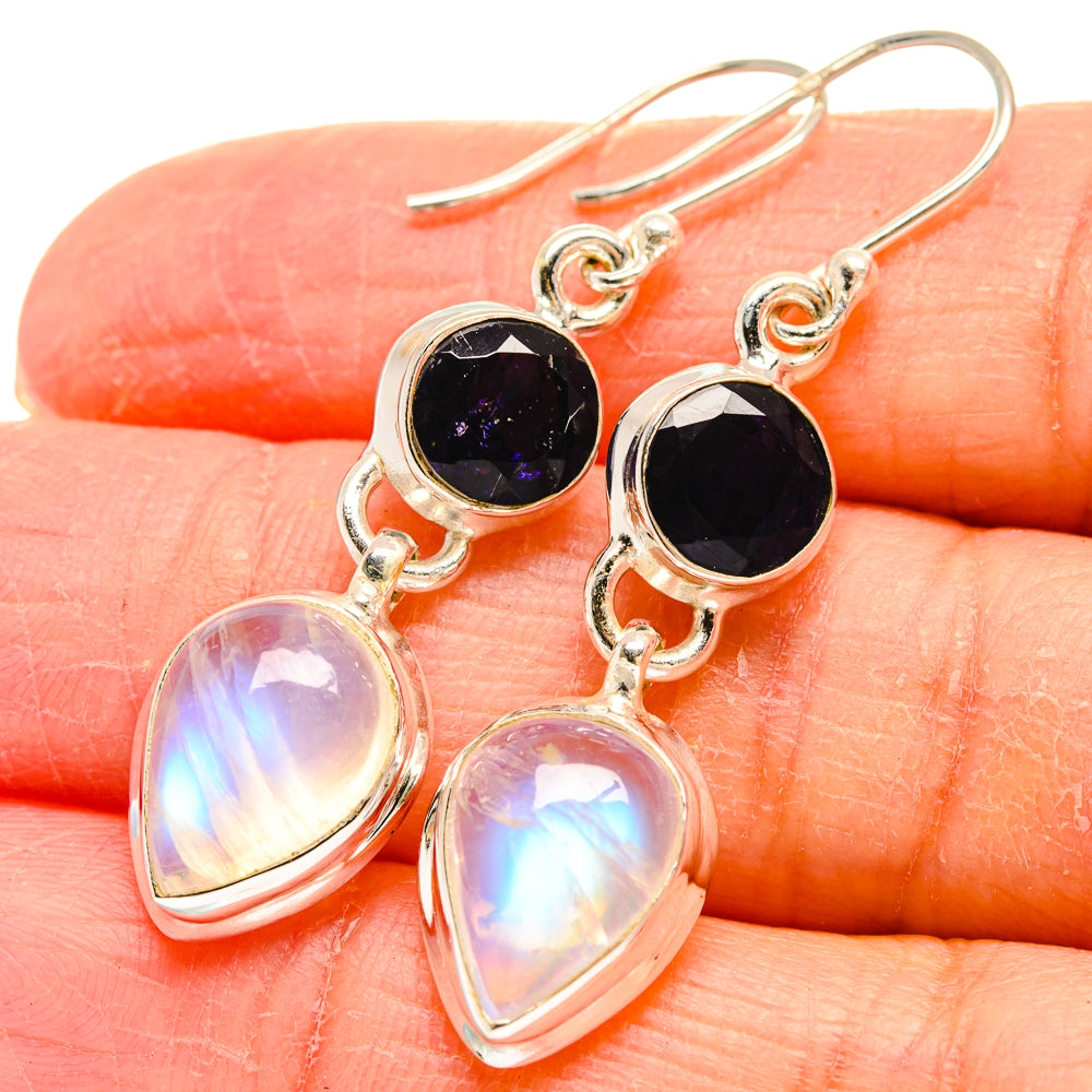 Rainbow Moonstone Earrings handcrafted by Ana Silver Co - EARR424459