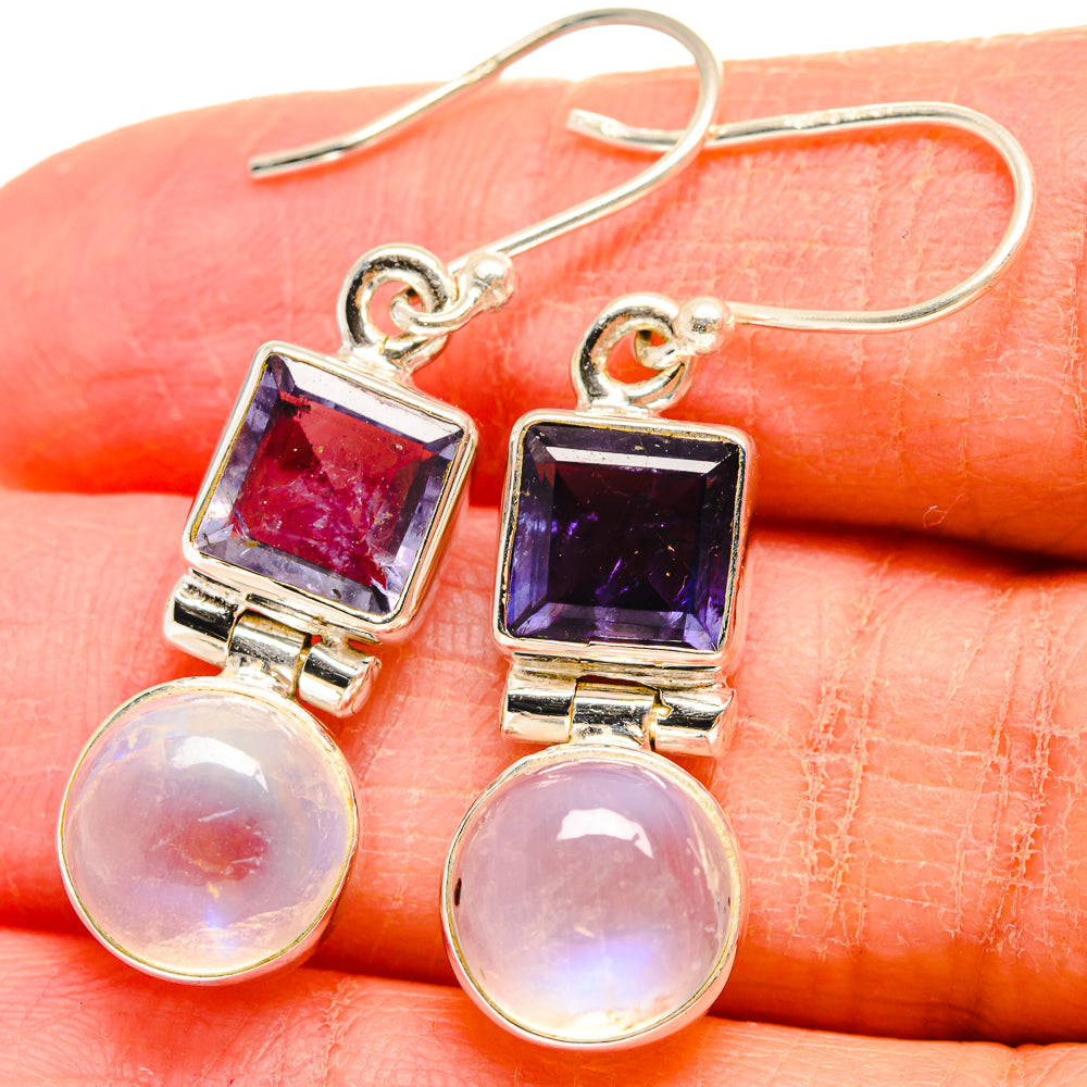 Rainbow Moonstone Earrings handcrafted by Ana Silver Co - EARR424465