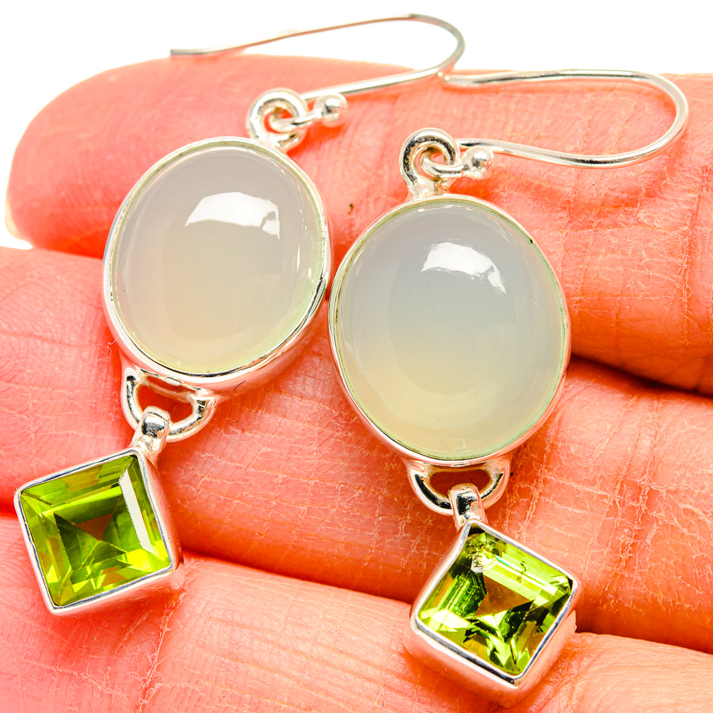 Aqua Chalcedony Earrings handcrafted by Ana Silver Co - EARR424470