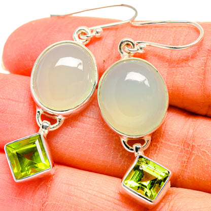 Aqua Chalcedony Earrings handcrafted by Ana Silver Co - EARR424470
