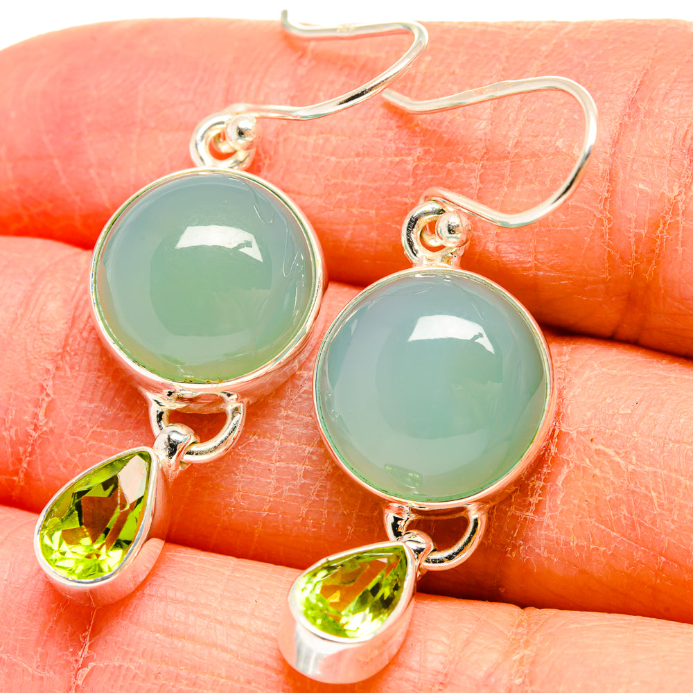 Aqua Chalcedony Earrings handcrafted by Ana Silver Co - EARR424491