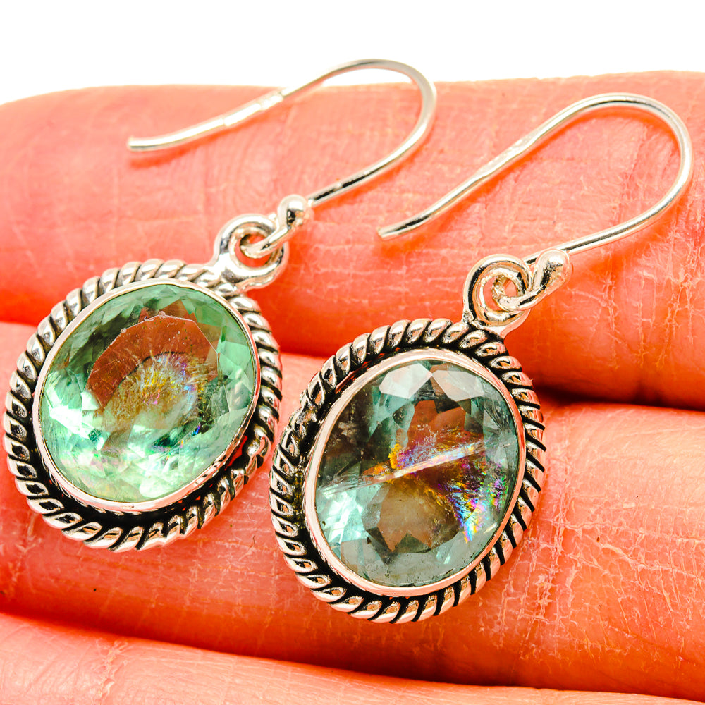Green Fluorite Earrings handcrafted by Ana Silver Co - EARR424493