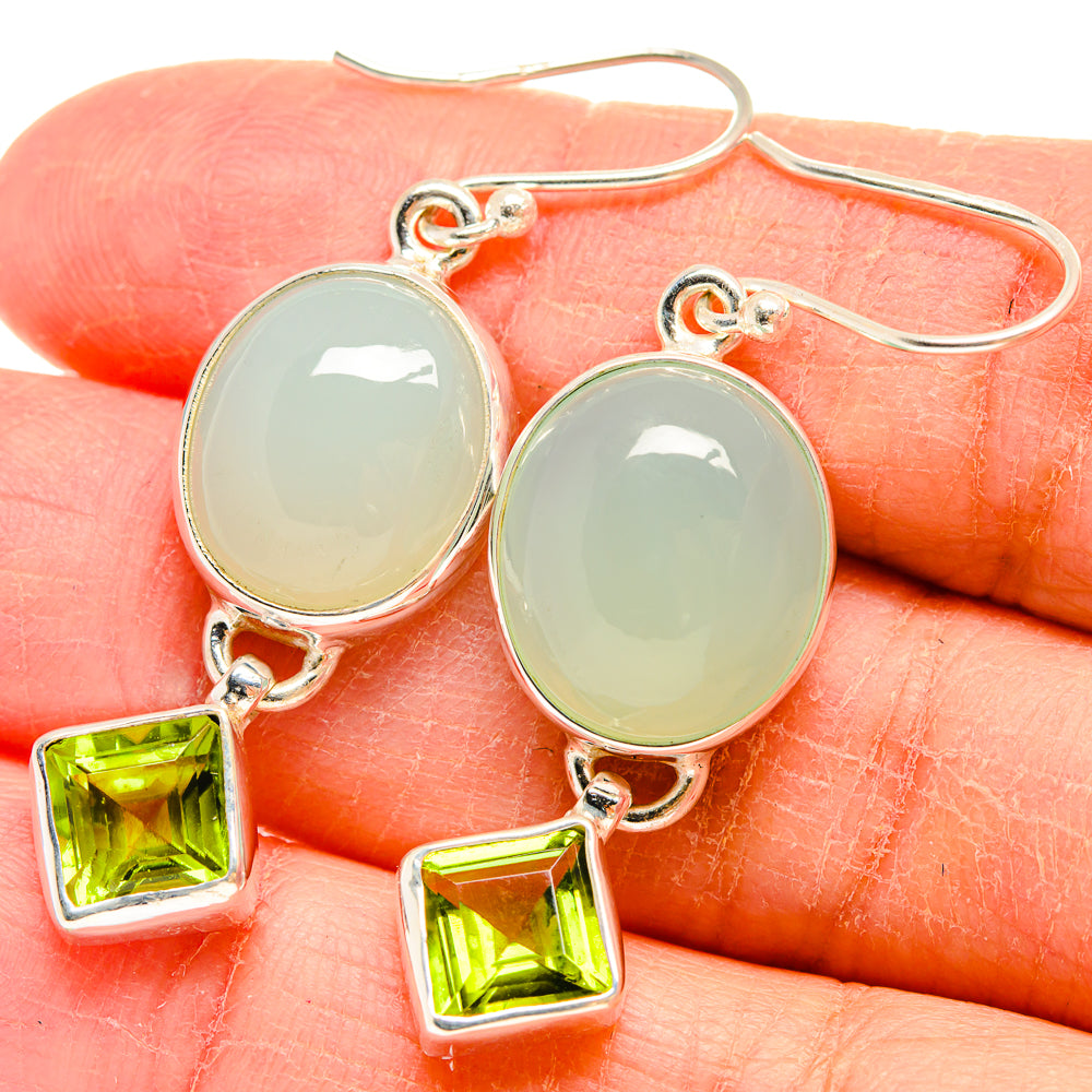 Aqua Chalcedony Earrings handcrafted by Ana Silver Co - EARR424519
