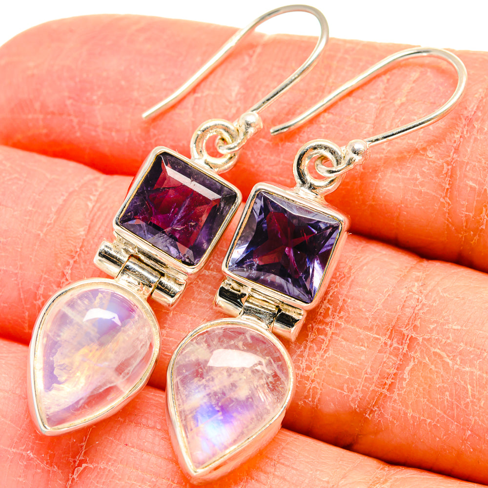 Rainbow Moonstone Earrings handcrafted by Ana Silver Co - EARR424533