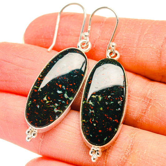 Bloodstone Earrings handcrafted by Ana Silver Co - EARR424537