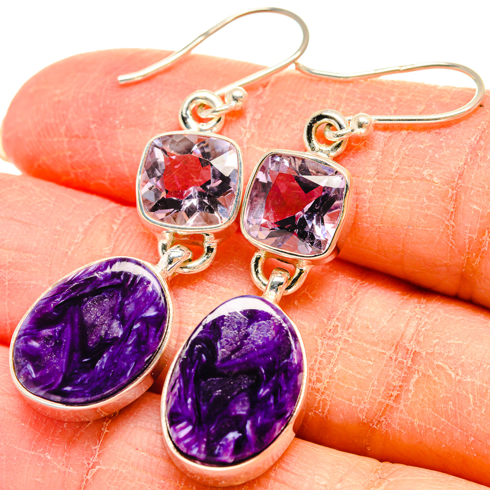 Charoite Earrings handcrafted by Ana Silver Co - EARR424539