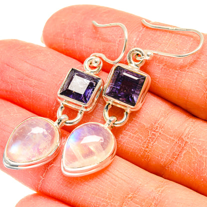Rainbow Moonstone Earrings handcrafted by Ana Silver Co - EARR424547